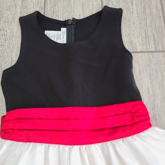Bonnie Jean Girls Holiday Dress Black White & Red Embroidered Size 10 - Picture 5 of 13